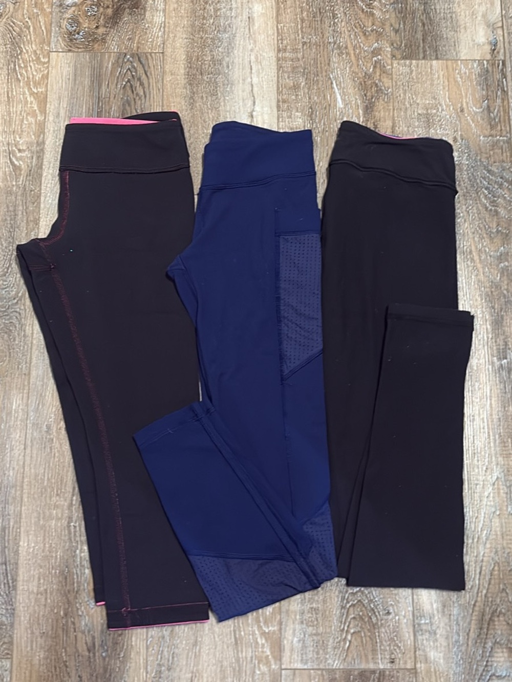 Ivivva Girls' Active Leggings - Navy and Black with Pink Trim